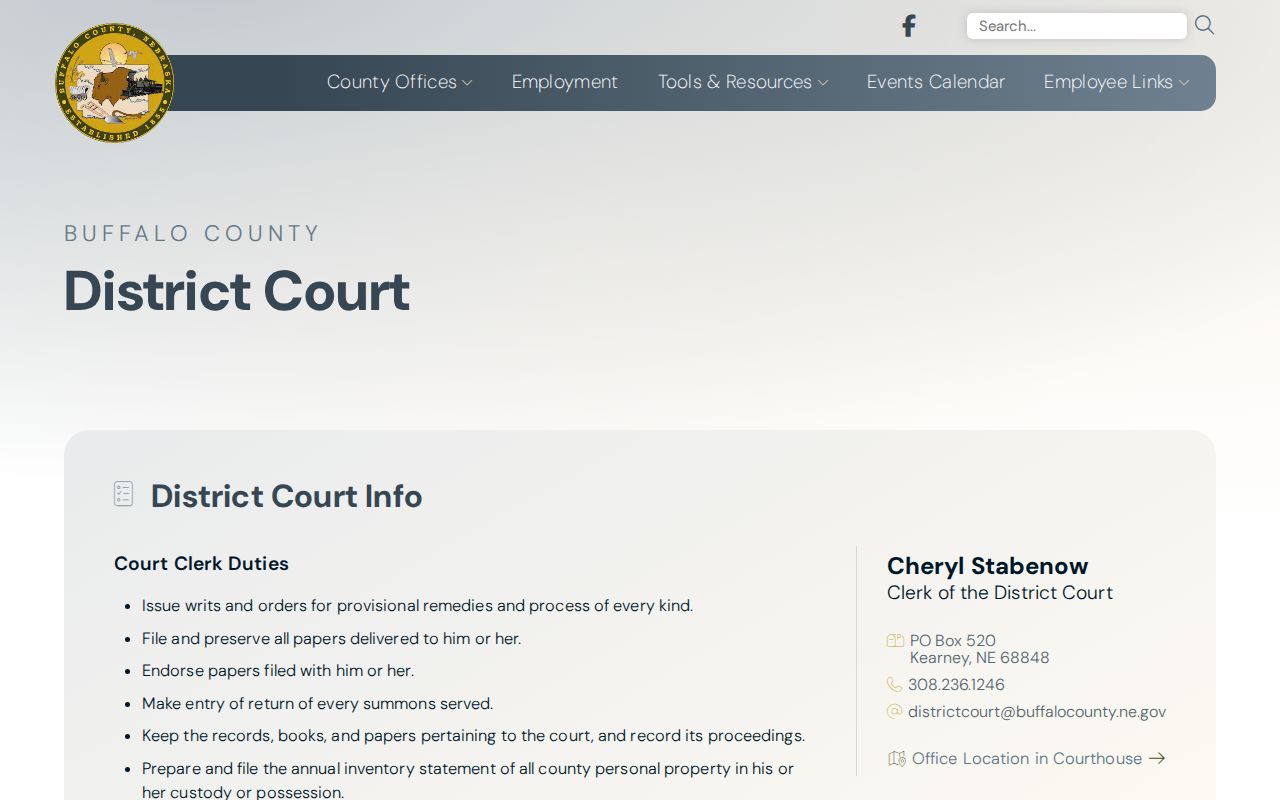 Buffalo County District Court records route for bench warrants